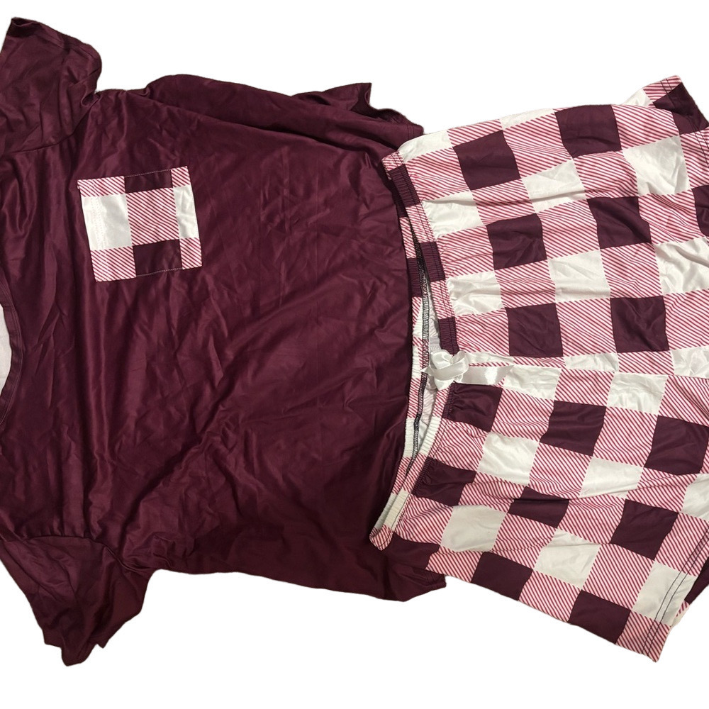 NWOT Shein 4XL Burgundy and Pink Plaid Pajama Set